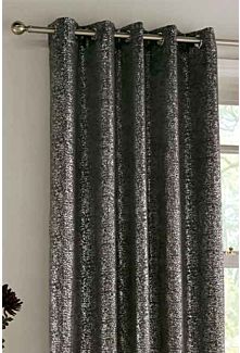 Cairo Charcoal Eyelet Curtains - Small
