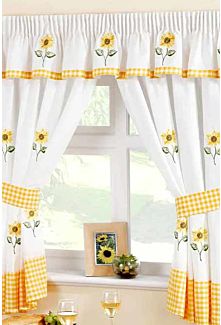 Sunflowers white and yellow curtains - small